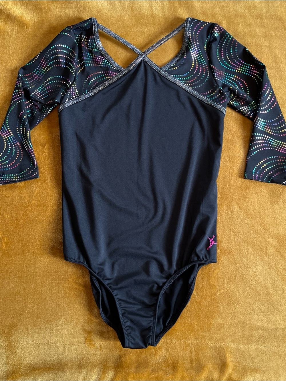 CAPEZIO Future Star Dance Leotard Black LARGE 10/12 Gymnastics Long Sleeve
